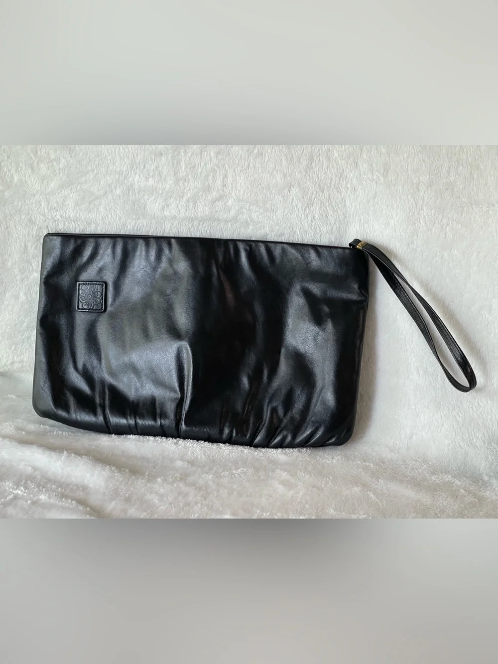 Vintage Mardane U.S.A. black leather clutch purse bag wristlet purse, soft